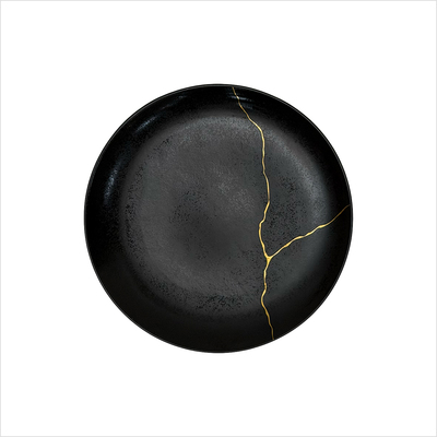 Teller flach 21 cm _Karbon Kintsugi__top